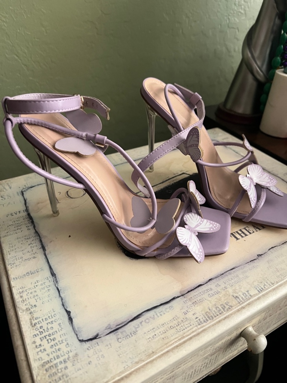 Bella Marie Lilac Butterfly Strappy Heels - Women